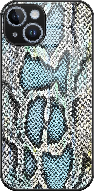 Hoesje geschikt voor iPhone 14 - Slangenprint - Luxe Hard Case - Slangenprint - Blauw - ELLECHIQ