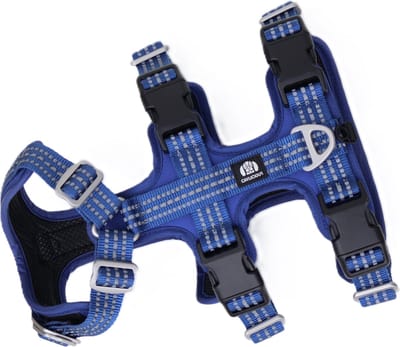 Cavlicious® Sport hondentuig - Y-tuig - honden tuigje - harnas hond - anti-trek - anti-ontsnappingsharnas - blauw - S