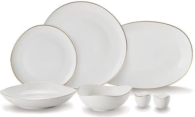 Bricard Melun – Porseleinen Dinerset/Serviesset – 27-Delig – 6-Persoons – Wit/Goud