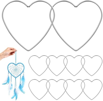 10 Stuks Hartvormige Metalen Ringen van 12 cm voor Dromenvangers, Wanddecoratie en DIY Projecten, Robuuste Vergulde Ringen voor Creatieve Accessoires
