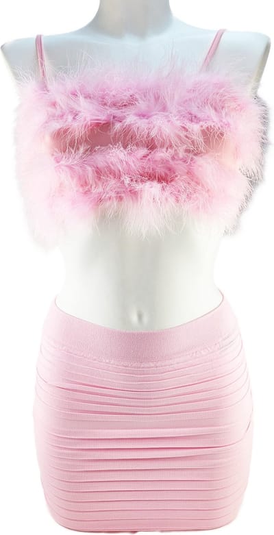 BamBella ® Sexy Erotische lingerie set - Maat L/XL - 2 delig pak Wit met veren