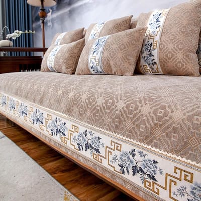 Chinese Stijl Bankhoezen Luxe Massief Chenille Antislip Bankkussen voor Woonkamerbanken Universele Fauteuil Hoes Handdoek 70x70cm 1pcs