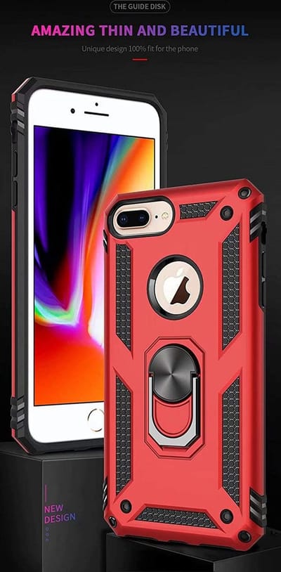 Ring Armor - Hoes met Kickstand Ring Geschikt voor: iPhone 7 Plus / 8 Plus - Zwart - Draaibare standaard - Magneet - ZT Accessoires