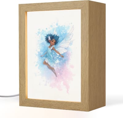 Nachtlampje 15x20 cm - Kinder lampje - Elf - Blauw - Magie - Roze - Tafellamp kinderkamer - Slaapkamer lamp - Bedlamp kinderen - Kinderlampje stopcontact - Wandlamp babykamer - Nachtlampjes