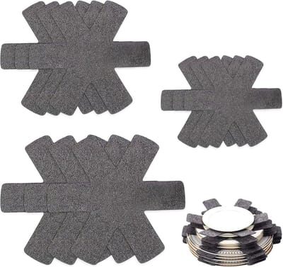SnelShoppen - 9 Pack Pan Protectors, Pan Separator, Felt Coasters, Non-Slip, 3 Maten (26 cm, 35 cm, 38 cm), Grijs, Perfect voor Keuken en Stacking Bes