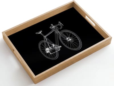 Dienblad hout 50x35 cm - Schootdienblad - Lijnen - Illustratie - Wit - Borrelplank rechthoek - Plateau dienbladen