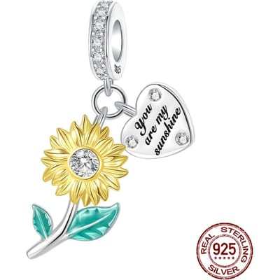 Koper Jij Bent Mijn Zonneschijn Zonnebloem Herdenkings Hangers Bedels Past op Originele Bedel Armband Vrouwen DoeHetZelf Sieraden Cadeaus