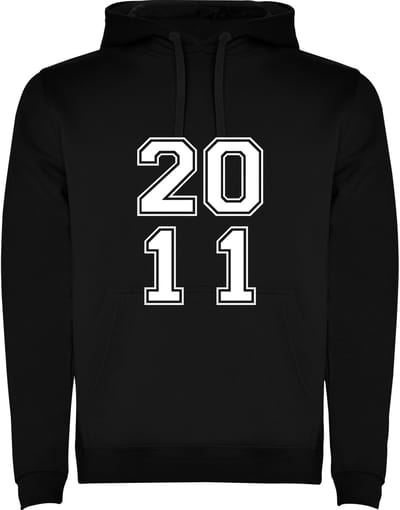 Zwarte Hoodie Varsity College Cijfers 2011 - Cijfers Wit - Opvallend Stoer - Mooi Maat M