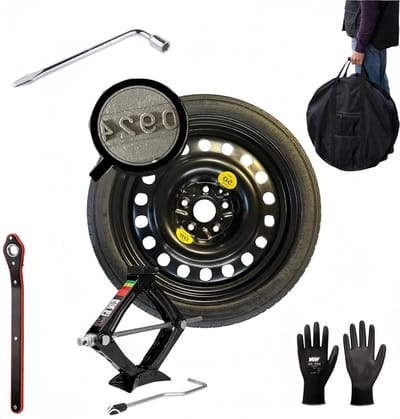 Reservewielset - Noodwiel Wiel - Auto Reparatie - Compleet met Gereedschap - 16 inch 145/90R16 - Zwart