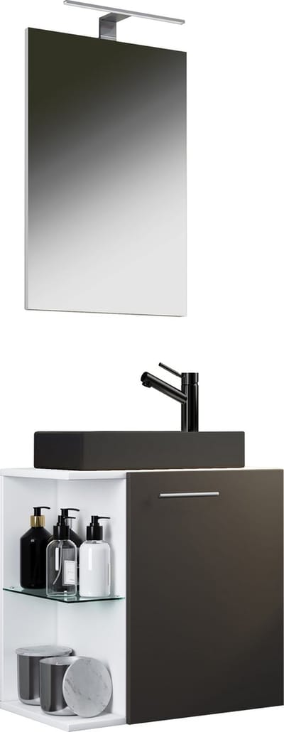 3-delige badkamermeubelset gastentoilet gastentoilet wastafel klein smal Hausa SP-BL