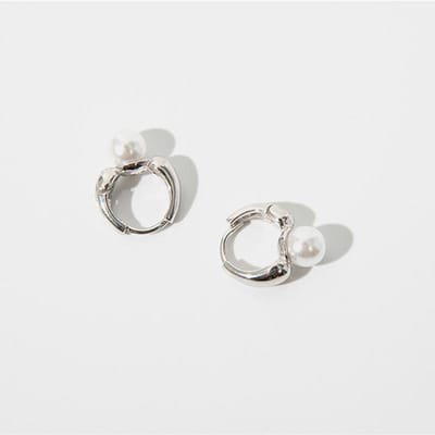 Eenvoudige simulatie parel oor hoepel oorbellen voor dames mode elegante oorbellen sieraden geschenken zilver