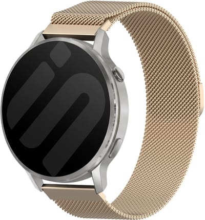 Strap-it 22mm Milanese band - Universeel 22mm geschikt voor Garmin Vivoactive 4 / Garmin Venu 4 - 45mm / Garmin Venu 3 / Garmin Venu 2 / Garmin Forerunner 570 - 47mm / Garmin Forerunner 265 / Garmin Forerunner 255 - Champagne