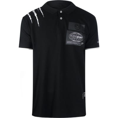 Plein Sport Scratched Shoulder Zwart Poloshirt