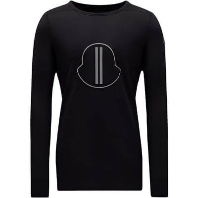 Moncler X Rick Owens Samenwerking Herfst/Winter 2023 Logo Print Ronde Hals Lange Mouwen T-shirt Unisex Tops Zwart I209N8D00002M3669999 M black