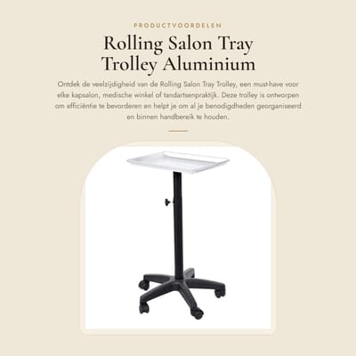 Dailygoods- Salon Trolley Aluminium - 1,5 Meter Vrije Wielen - 45 x 33 x 65 cm - Multifunctioneel - Verstelbaar - Antikronkelend - Kapperswagen