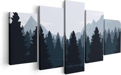 Artaza Canvas Schilderij Vijfluik Bos Met Bomen Illustratie - Abstract - 100x50 - Foto Op Canvas - Canvas Print