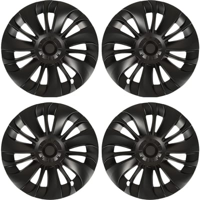 Lot de 4 capuchons de moyeu de roue 19 pouces, faible résistance au vent, remplacement de protection pour Tesla Model Y 2021 ?2023 noire mate