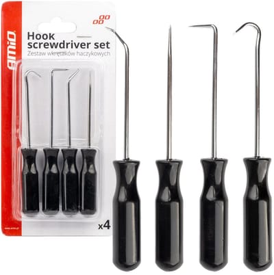 AMiO Precisie Pick en Haak Set 4-delig - Universeel Gereedschap voor Auto Reparatie, Elektronica, Hobby en DIY Werkzaamheden