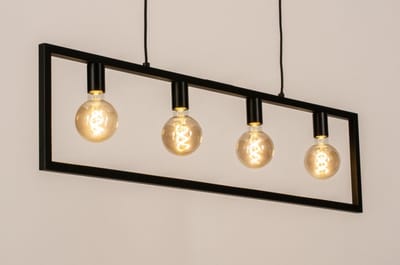 Lumidora Hanglamp 74572 - BUZZER - 4 Lichts - E27 - Zwart - Metaal