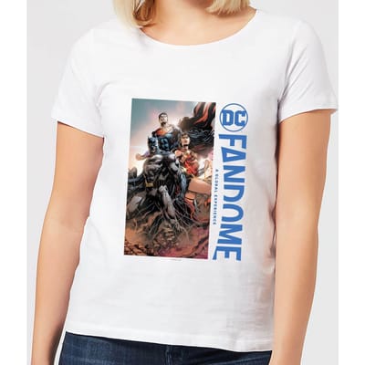 DC Fandome Batman, Wonderwoman, Superman Women's T-Shirt - White - XS