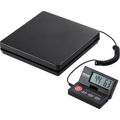 VEVOR Platformweegschaal 10g-50kg Pakketweegschaal Nauwkeurigheid 2g Digitale weegschaal kg/lbs/lbs:oz/g Telweegschaal 250x250x43mm ABS-behuizing Tarra-/houdfuncties AC/DC-voeding Industriële weegschaal Brievenweger Weegschaal