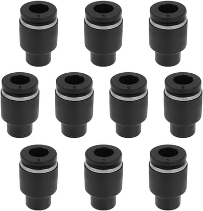 Dailygoods - Dailygoody - Pneumatische Fittingen - 10 Stuks 6mm OD - Snelkoppeling - Zwart - Luchtpijpen - Geschikt voor Automatisering - 6mm