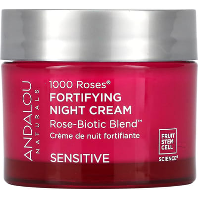 Andalou Naturals, 1000 Roses, Fortifying Night Cream, Sensitive, 50 g (1.7 oz) white