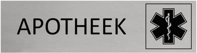 CombiCraft aluminium deurbordje Apotheek - 165 x 45 mm met tape