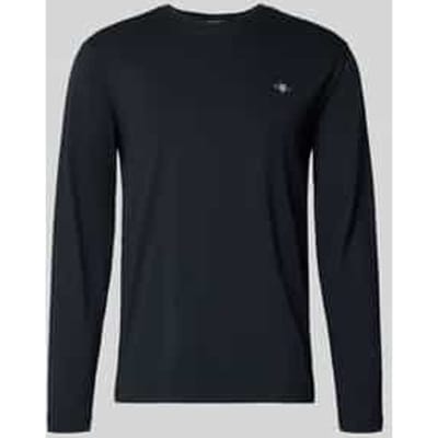 Gant T-Shirt Subtle Logo Embroidery Long Sleeve Round Neck Zwart / male