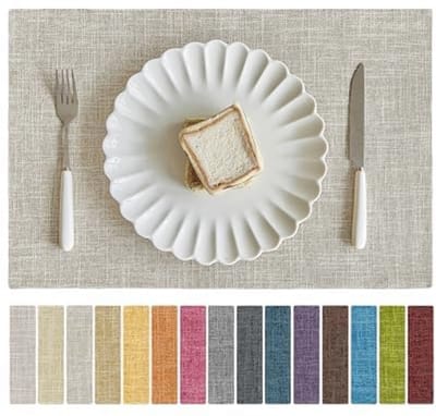 Duurzame jute placemats set van 12, hittebestendig en slipvast, 30 x 45 cm, rustieke tafelmatten voor eetkamer en keuken