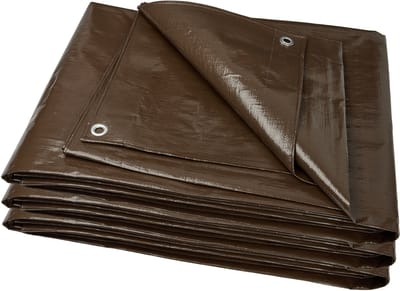 Garronda afdekzeil – 10x10 m Bruin (200 g/m²) – waterdicht zeil, met ogen – UV-bestendig, scheurbestendig, schimmelbestendig – PE geweven zeil voor tuinmeubelen, auto, hout – GD-0162, bruin