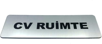 Deurbordje met tekst CV Ruimte incl. 3M-tape plakstrip - Namengigant Deur Tekstbordje - Deur - incl. 3M-tape plakstrip - Bordje - RVS Look - 150 mm x 50 mm x 1,6 mm - 5 jaar Garantie