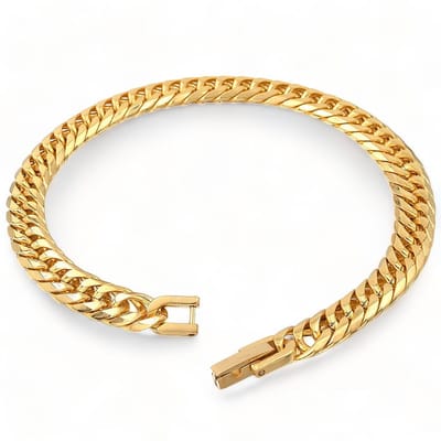 Cuban Link Heren Armband - Goud Kleurig - 9mm - Schakelarmband - Armbanden - Papa Cadeau Voor Mannen - Vaderdag