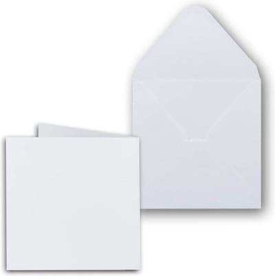 Set van 75 blanco vierkante kaarten (14 x 14 cm) met enveloppen - hoogwit - bedrukbare uitnodigingskaarten - zelf vorm te geven & creëren