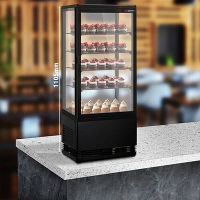 GGM Gastro Tisch-Panoramavitrine - 98 Liter - 420mm - mit 4 Ablagen - Schwarz Zwart