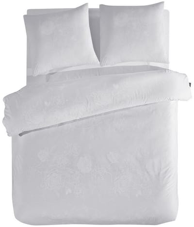 LINNICK Dekbedovertrek Katoen Renforcé Arnor - White - Dekbedovertrek 200x200/220cm - 100% Katoen - Tweepersoons - Dekbedovertrekken - Effen Bloemen Dekbedovertrek