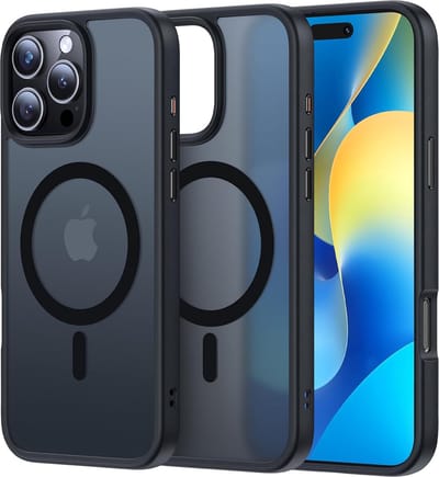 Hoesje Geschikt voor: Apple iPhone 16 Pro - Compatibel met MagSafe - Matte Beschermhoes - Back Cover met Magneet - Geschikt voor Draadloos Opladen met Magnetische Ring - Zwart