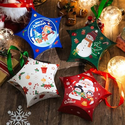 Dailygoods- Kerstgeschenkdozen 10 stuks - Cadeauverpakking - Chocoladedozen - Geschenkdozen - Duurzaam papier - Stervormig ontwerp