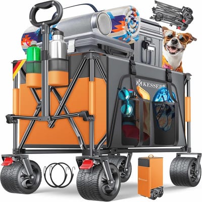 Bolderkar met 300 liter opbergruimte, opvouwbaar, 200 kg draagkracht, extra brede 360° wielen en parkeerrem