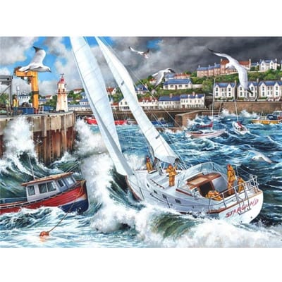 Diamant borduurwerk zeilboot kust landschap 5D DIY diamant schilderij volledige ronde foto 20X30CM gray