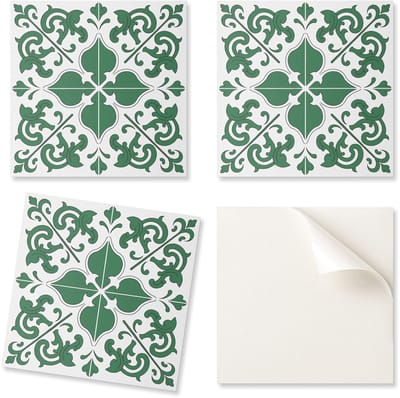 Set zelfklevende vinyltegels met plantenprint en ornamenten, 20x20x20 cm