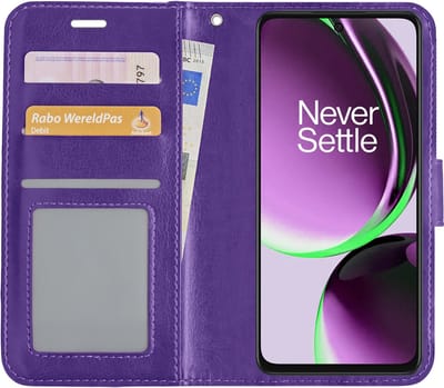 Hoesje - Met Pasjeshouder - Geschikt voor OnePlus Nord CE 3 Lite - Luxe Bookcase Portemonee - Flip Case - Kunstleer Book Case - Flipcase - Book Cover - Walletcase - Portemonneehoes - Paars