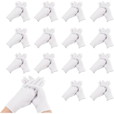 EXCITAT Handschoenen - Serveerhandschoenen - Katoenen handschoenen - geschikt voor droge handen, hydratatie, make-up, eczeem, spa- en muntjuweleninspectie - 12 paar - Wit