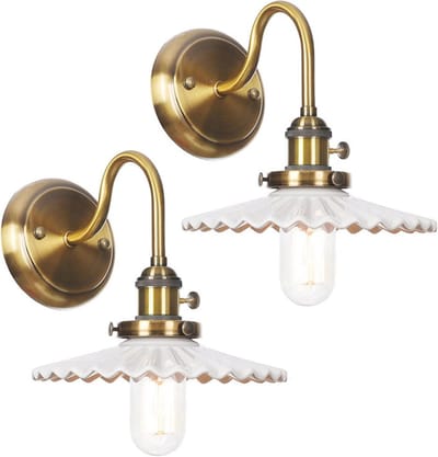 Vintage Wandlampen Met Clear Glass Lampenkap - 2 Pack Metalen Wandlampen Voor Loft, Bar, Keuken En Woonkamer