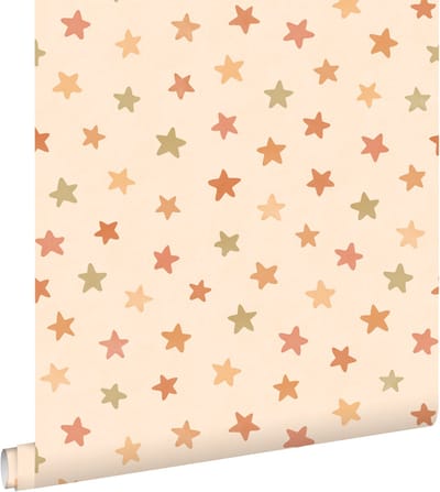 ESTAhome behang sterretjes beige, oranje en geel - 50 x 900 cm - 131706