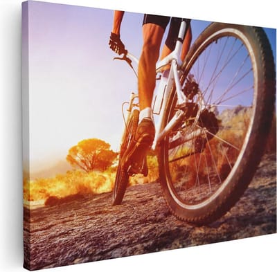 Artaza Canvas Schilderij Fiets - 40x30 cm - Klein - Wanddecoratie Zon - Muurdecoratie Sport - Kamer Accessoires