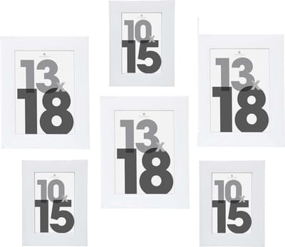 Atmosphera Fotolijstjes set Olympus - 6x stuks - wit frame - Kunststof/glas - in 2 formaten - 10x15 cm en 13x18 cm