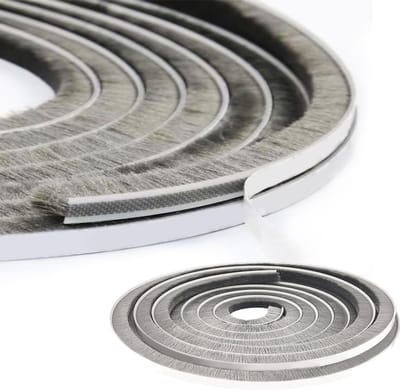 5M zelfklevende borstelafdichting, breedte 9 mm x hoogte 23 mm, borstelafdichting voor schuifdeuren, brede borstel afdichtingsstrip, tochtstopper, voor schuifdeuren, ramen en garderobe (grijs)