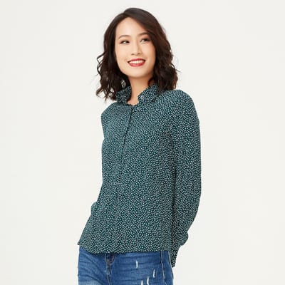 Basic recht gesneden shirt met puntprint