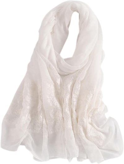 Zachte Sjaal - Dames Bandana - Stijlvol Accessoire - Zijdezacht Katoen - Extra Lang - Wit